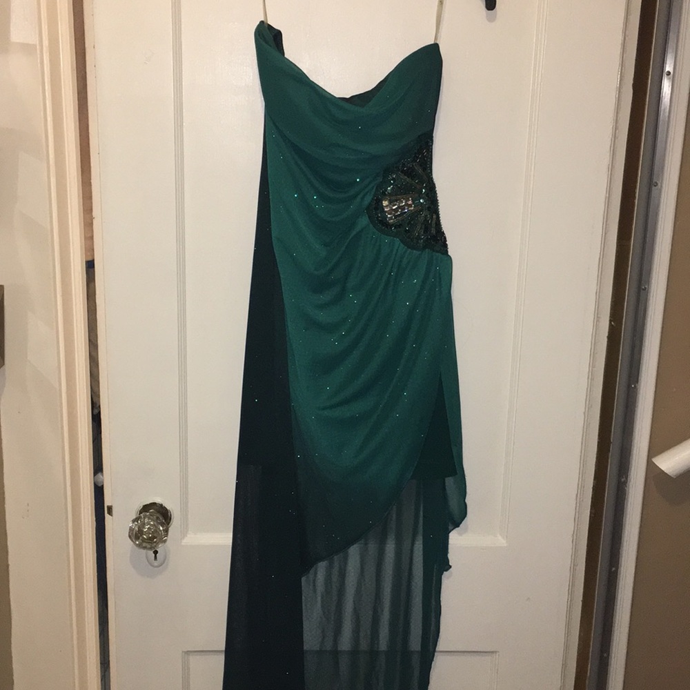 Teal, flowy dress